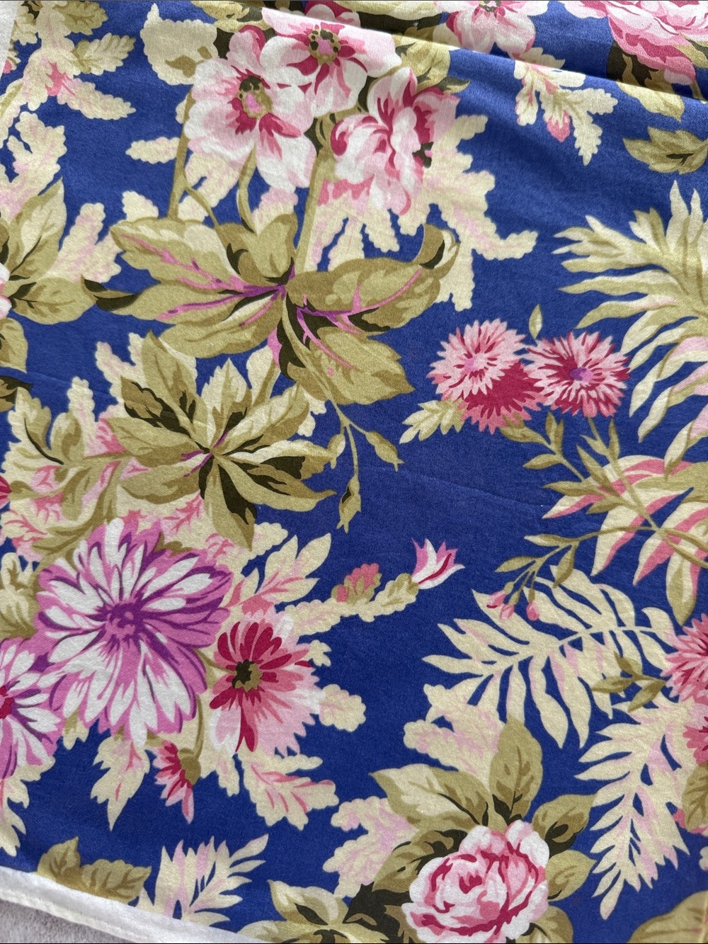 Ralph Lauren Blue Floral cotton Scarf with Pink Blooms - Picture 4 of 6